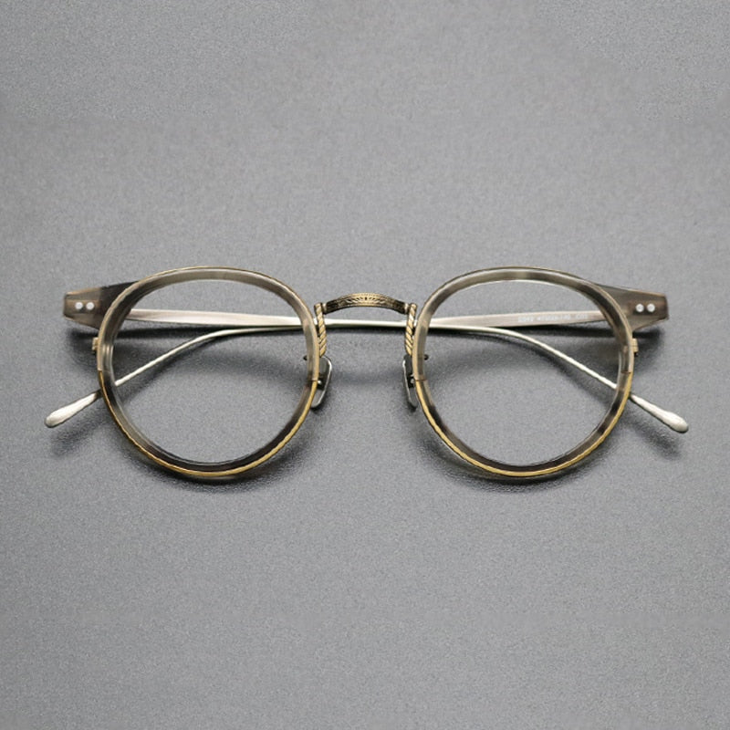 Gatenac Unisex Full Rim Round Titanium Acetate Frame Eyeglasses Gxyj474 Full Rim Gatenac Tortoise Bronze