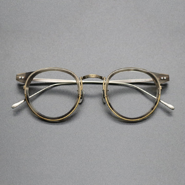 Gatenac Unisex Full Rim Round Titanium Acetate Frame Eyeglasses Gxyj474 Full Rim Gatenac Tortoise Bronze