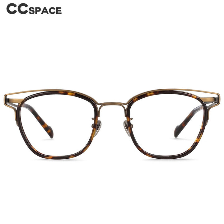 CCspace Unisex Full Rim Square Titanium Acetate Eyeglasses 55227 Full Rim CCspace