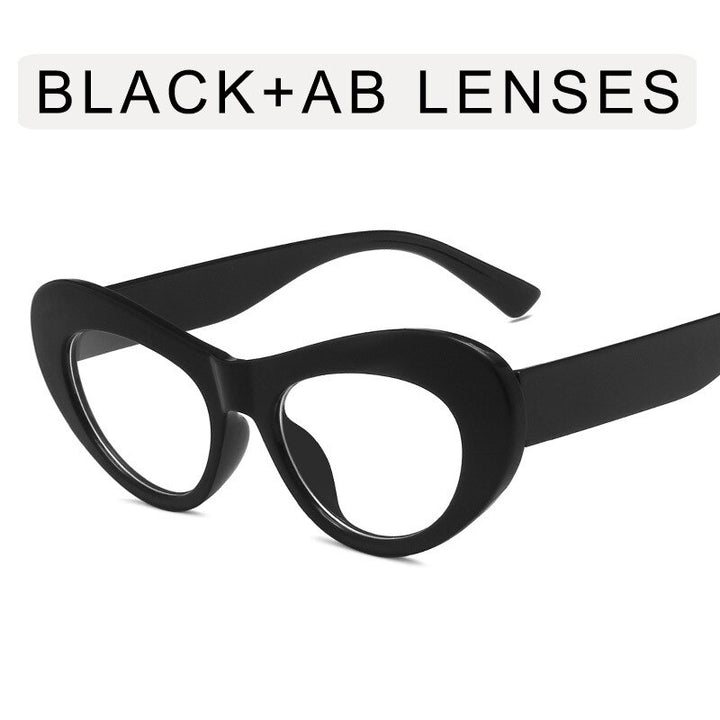 CCspace Women's Full Rim Big Cat Eye Acetate Titanium Eyeglasses 55514 Full Rim CCspace China Black