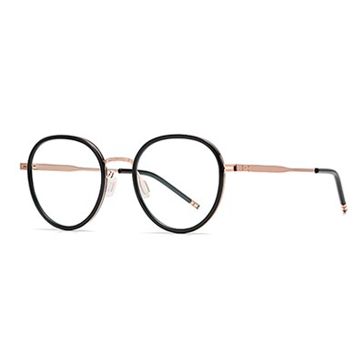 Ralferty Unisex Full Rim Round Acetate Alloy Eyeglasses D819 Full Rim Ralferty C01 Black China