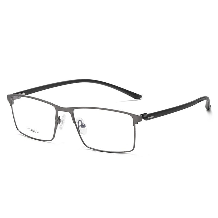 Reven Jate Unisex Full Rim Square Titanium Eyeglasses P8837 Full Rim Reven Jate grey