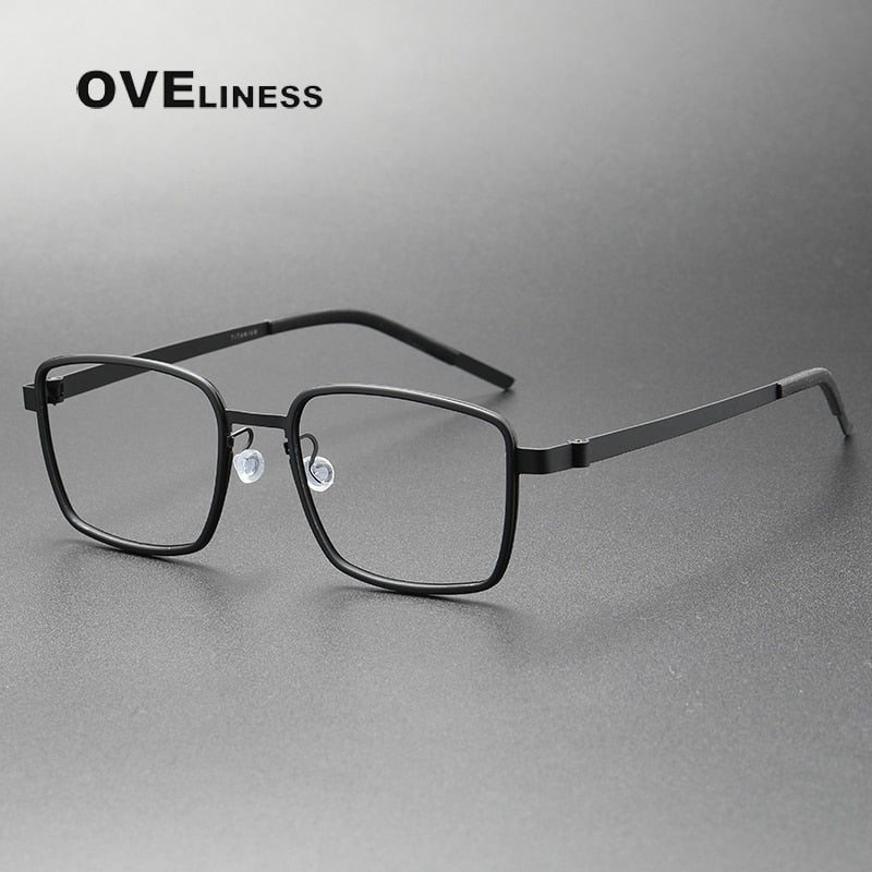 Oveliness Unisex Full Rim Square Screwless Acetate Titanium Eyeglasses 9754 Full Rim Oveliness black