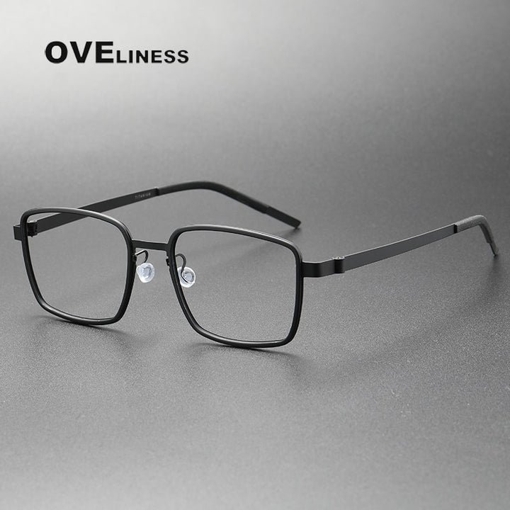 Oveliness Unisex Full Rim Square Screwless Acetate Titanium Eyeglasses 9754 Full Rim Oveliness black