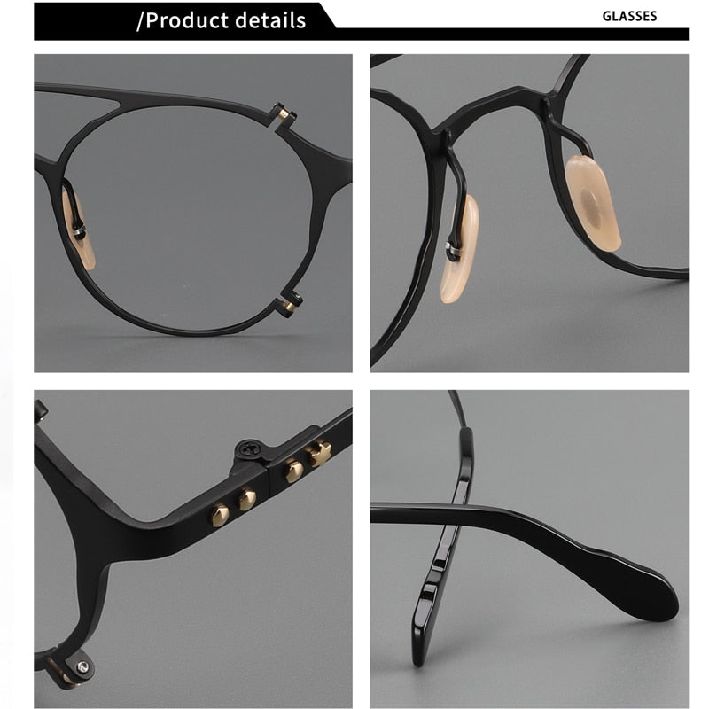 Muzz Unisex Full Rim Oval Double Bridge Titanium Eyeglasses 0027 Full Rim Muzz