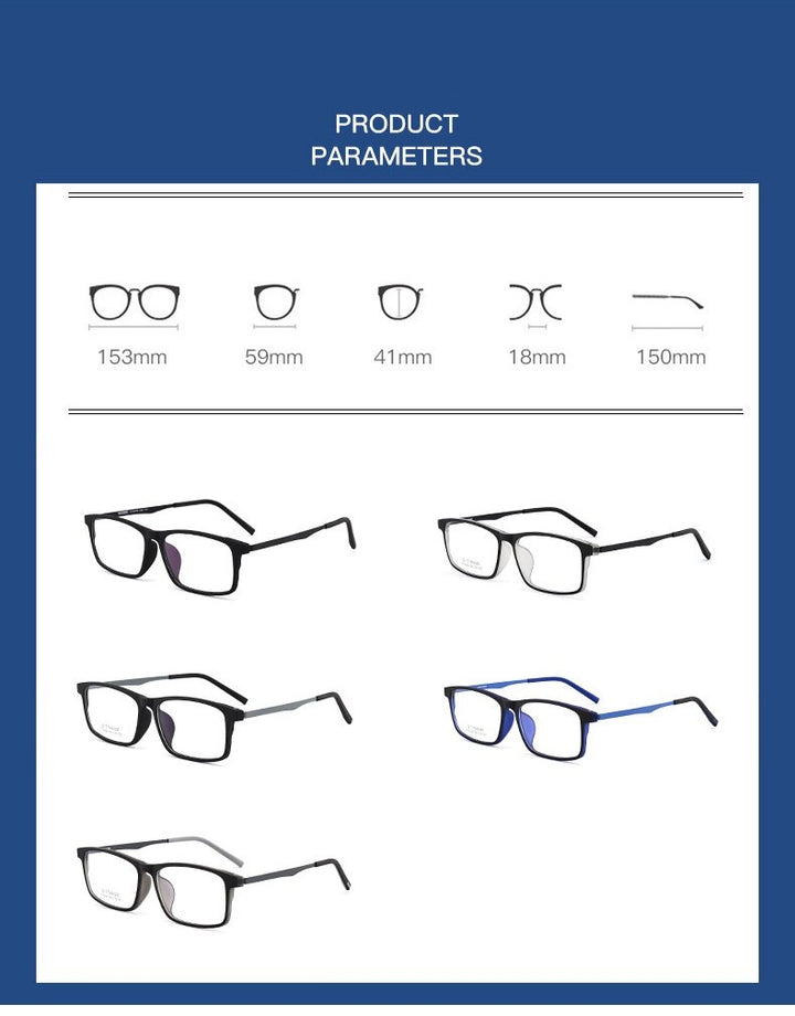 Cubojue Unisex Full Rim 155mm Oversized Tr 90 Titanium Myopic Reading Glasses Fy2009 Reading Glasses Cubojue