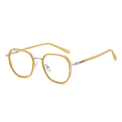 Ralferty Unisex Full Rim Irregular Square Alloy Eyeglasses D829 Full Rim Ralferty China C546 Yellow