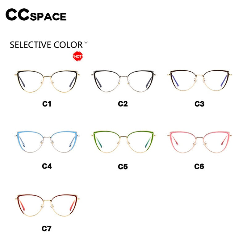 CCspace Women's Full Rim Square Cat Eye Acetate Alloy Eyeglasses 54550 Full Rim CCspace
