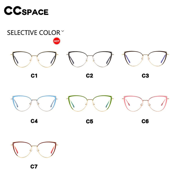 CCspace Women's Full Rim Square Cat Eye Acetate Alloy Eyeglasses 54550 Full Rim CCspace