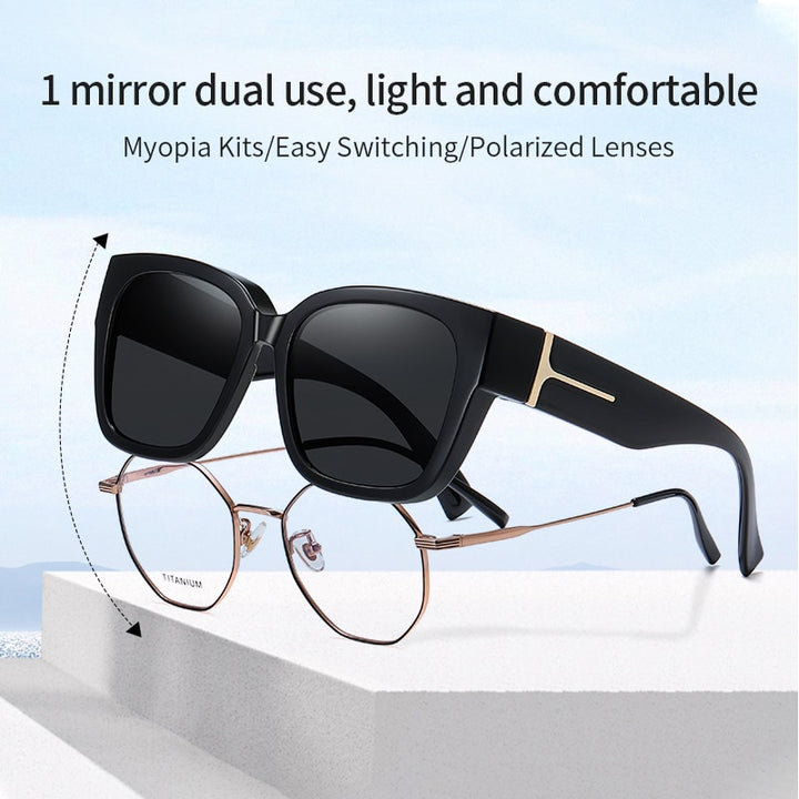 Reven Jate Unisex Full Rim Square Tr 90 Polarized Cover Sunglasses 7511 Sunglasses Reven Jate