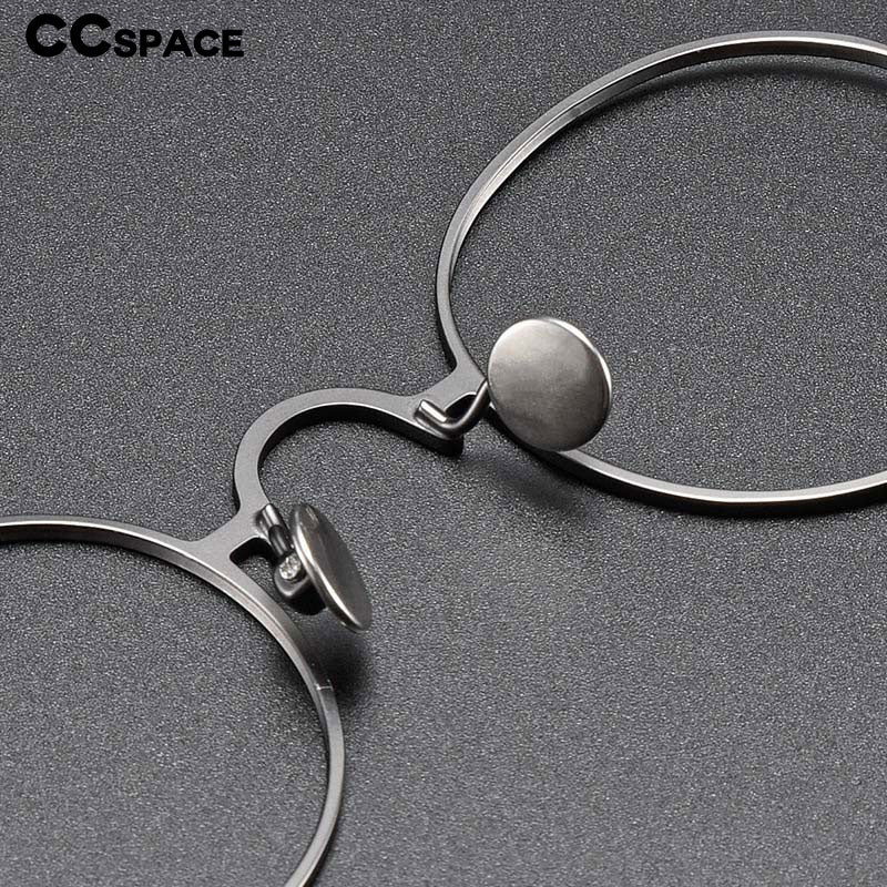CCspace Unisex Full Rim Round Titanium Alloy Eyeglasses 54909 Full Rim CCspace