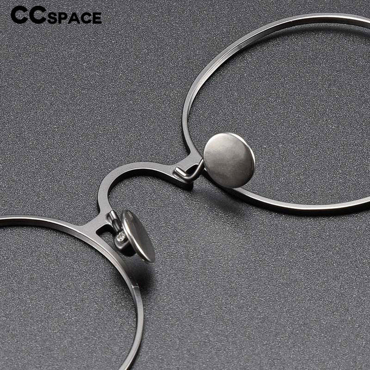 CCspace Unisex Full Rim Round Titanium Alloy Eyeglasses 54909 Full Rim CCspace