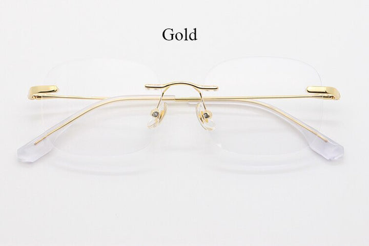 Bclear Unisex Rimless Square Titanium Frame Eyeglasses Myw01 Rimless Bclear Gold