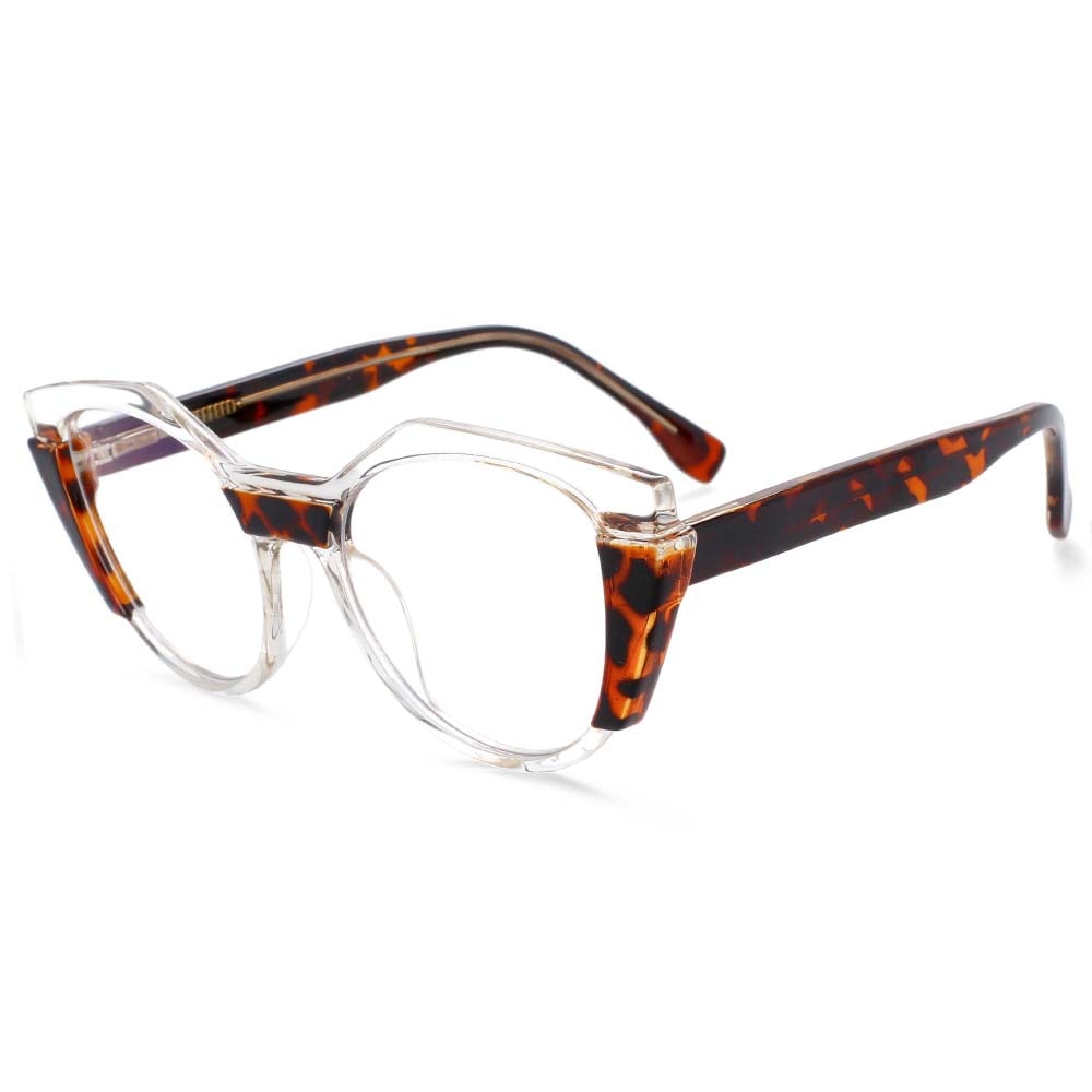 CCspace Unisex Full Rim Round Cat Eye Tr 90 Titanium Frame Eyeglasses 54170 Full Rim CCspace Clear