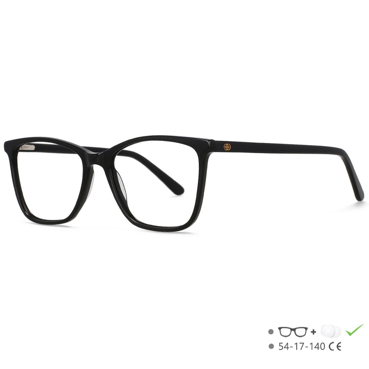 CCspace Unisex Full Rim Square Cat Eye Acetate Eyeglasses 55567 Full Rim CCspace Black China