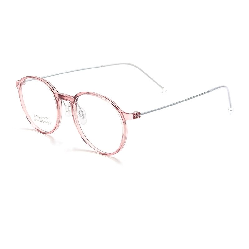 Yimaruili Unisex Full Rim Round Tr 90 Titanium Eyeglasses 5825M Full Rim Yimaruili Eyeglasses Rose Red