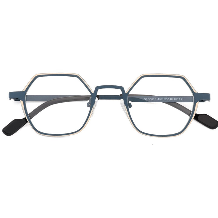 Laoyehui Unisex Full Rim Polygon Round Alloy Hyperopic Reading Glasses Anti Blue Light Glg8860 Reading Glasses Laoyehui