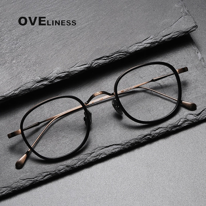 Oveliness Unisex Full Rim Round Square Titanium Eyeglasses 137 Full Rim Oveliness