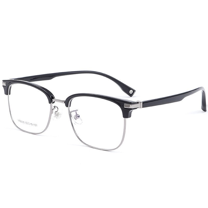 Yimaruili Men's Full Rim Square Alloy Acetate Frame Eyeglasses 8535YF Full Rim Yimaruili Eyeglasses Black Gun