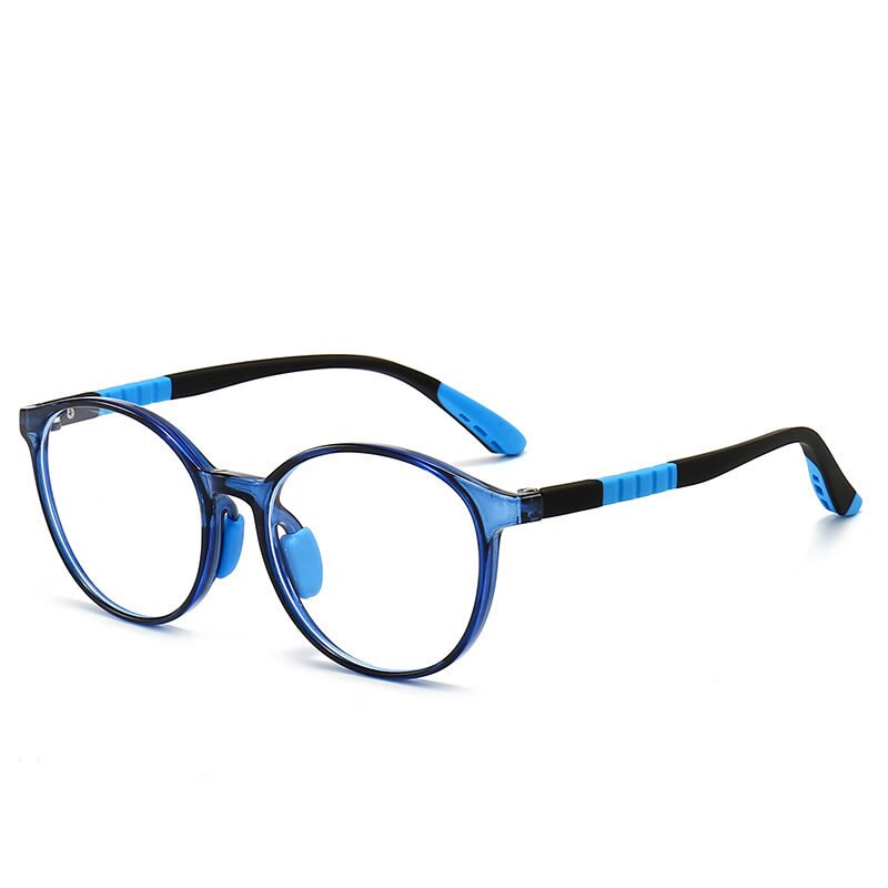 CCspace Unisex Youth Full Rim Round Silicone Eyeglasses 54668 Full Rim CCspace Blue black China