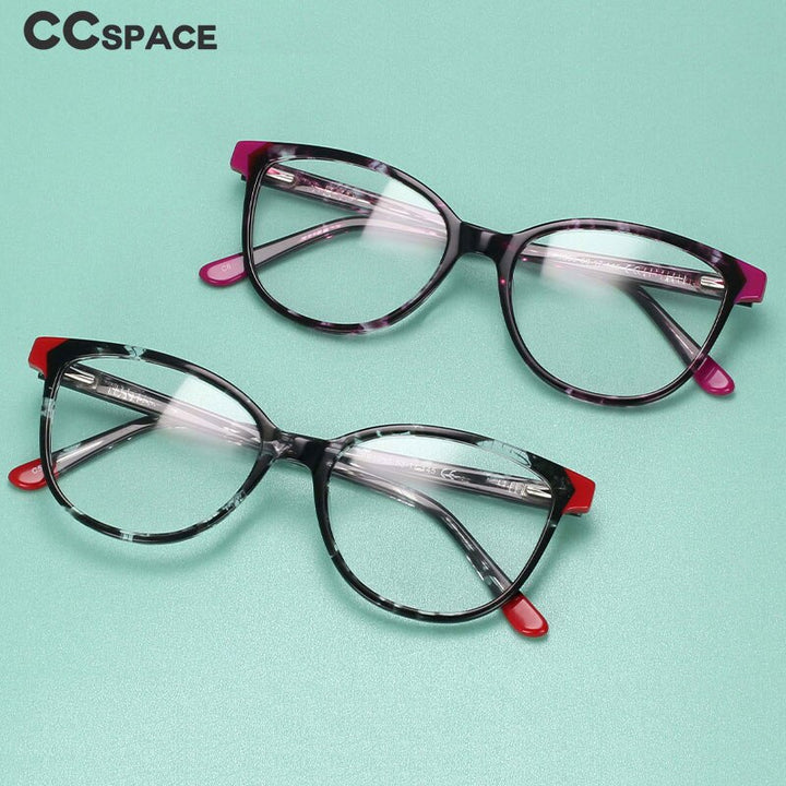 CCspace Women's Full Rim Round Acetate Frame Eyeglasses 54552 Full Rim CCspace