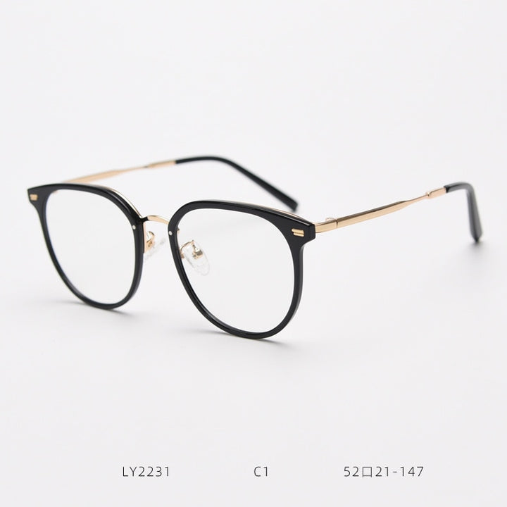 CCspace Unisex Full Rim Square Tr 90 Titanium Eyeglasses 55803 Full Rim CCspace BlackGold China