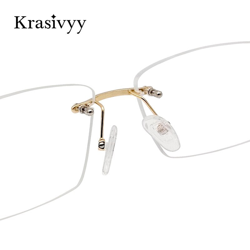 Krasivyy Unisex Rimless Square Titanium Eyeglasses Kr8604 Rimless Krasivyy