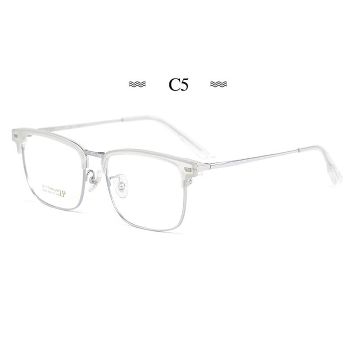 Hotochki Men's Full Rim Square Round Titanium Alloy Frame Eyeglasses 2322bj Full Rim Hotochki C5  