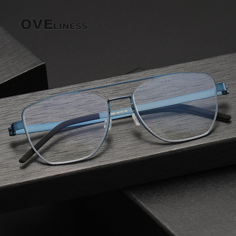 Oveliness Unisex Full Rim Square Double Bridge Titanium Eyeglasses 9622 Full Rim Oveliness   