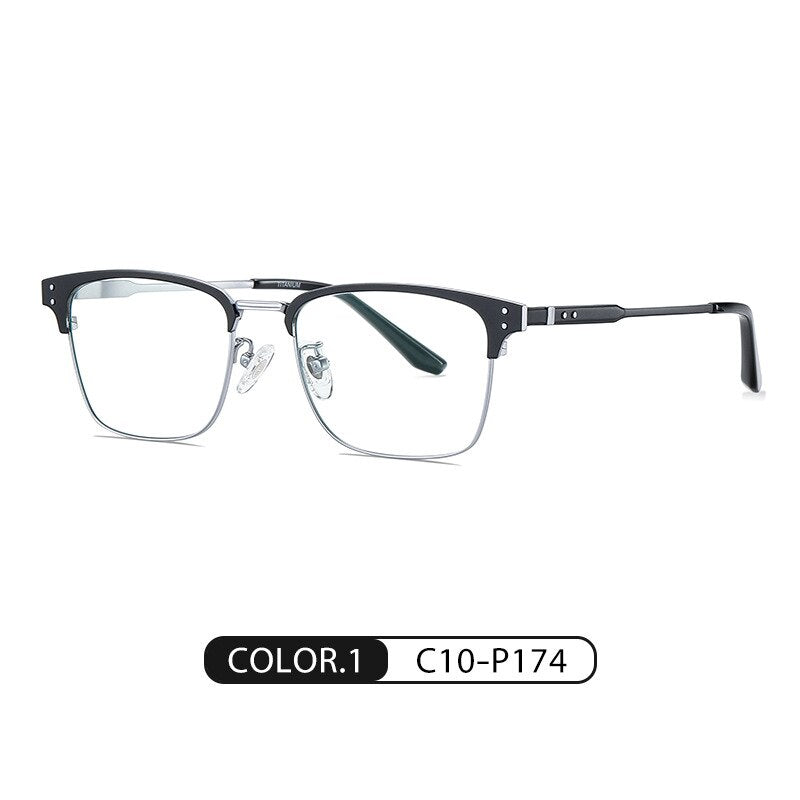 Bclear Unisex Full Rim Square Eyebrow Line Titanium Eyeglasses Wd916 Full Rim Bclear Black Silver