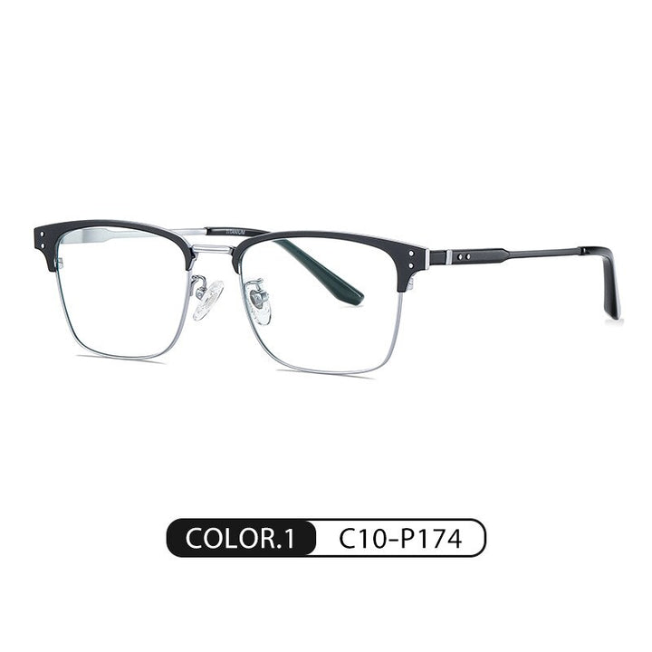 Bclear Unisex Full Rim Square Eyebrow Line Titanium Eyeglasses Wd916 Full Rim Bclear Black Silver