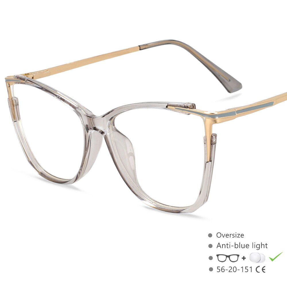 CCspace Unisex Full Rim Square Acetate Alloy Eyeglasses 55409 Full Rim CCspace China Grey