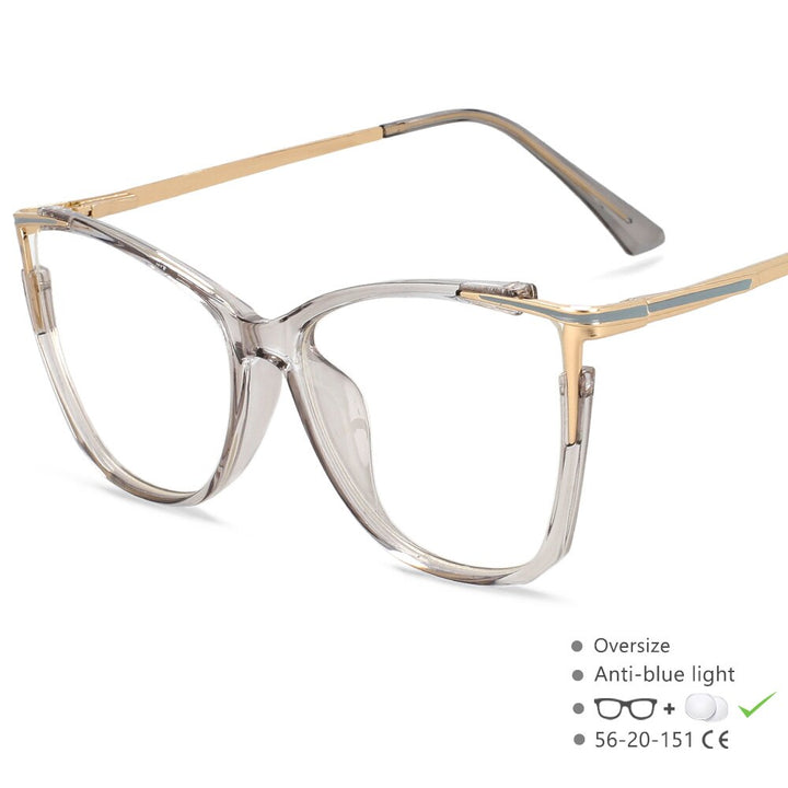 CCspace Unisex Full Rim Square Acetate Alloy Eyeglasses 55409 Full Rim CCspace China Grey