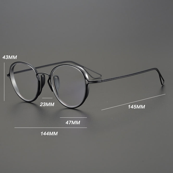 Gatenac Unisex Full Rim Round Titanium Frame Eyeglasses Gxyj753 Full Rim Gatenac