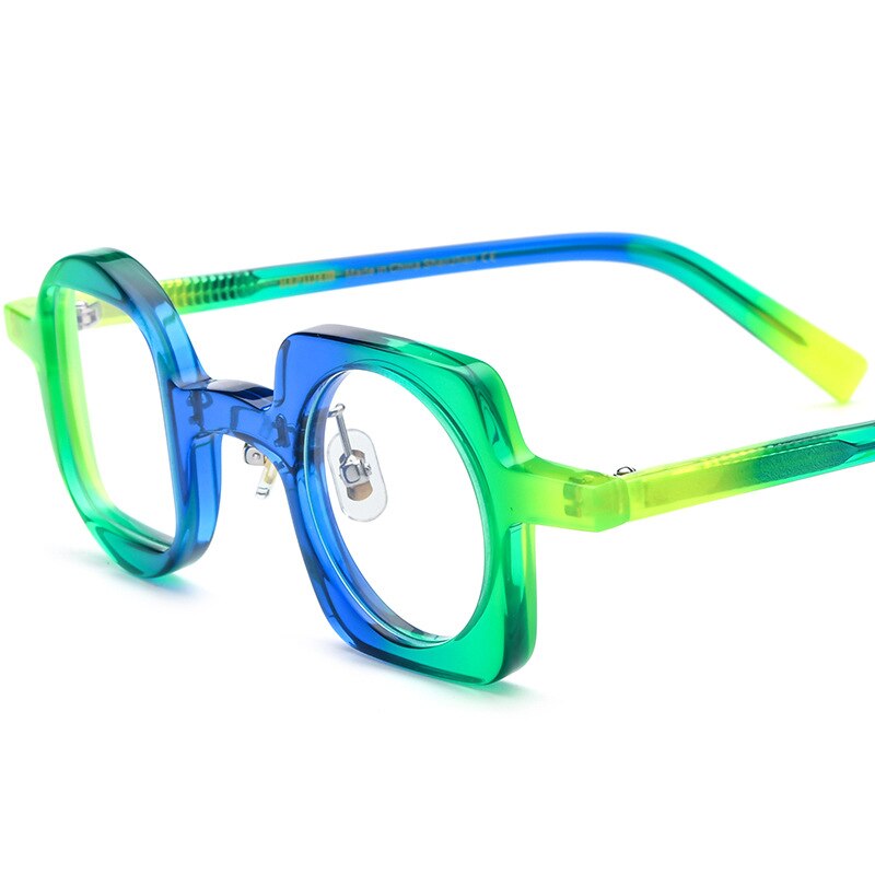 CCspace Unisex Full Rim Square Round Acetate Eyeglasses 55660 Full Rim CCspace BlueGreen China