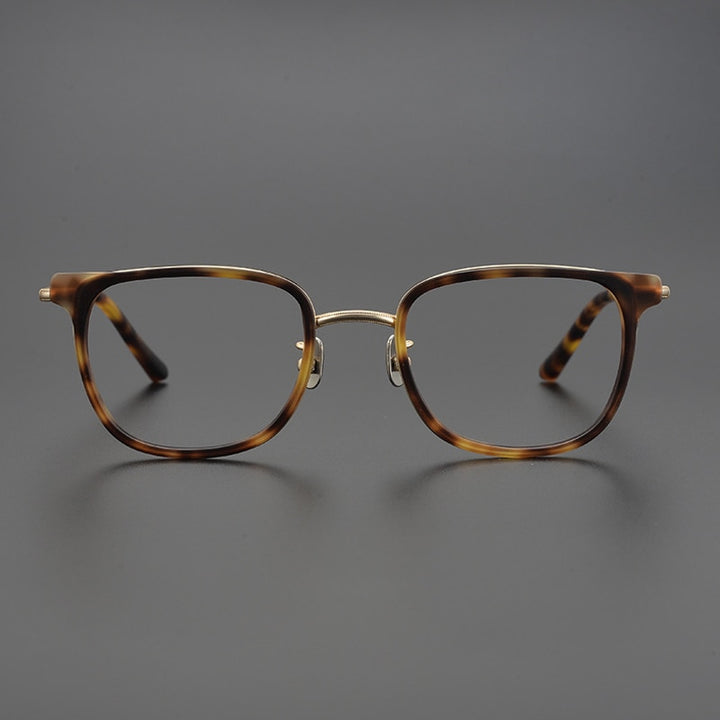 Gatenac Unisex Full Rim Square Acetate Titanium Eyeglasses Gxyj995 Full Rim Gatenac