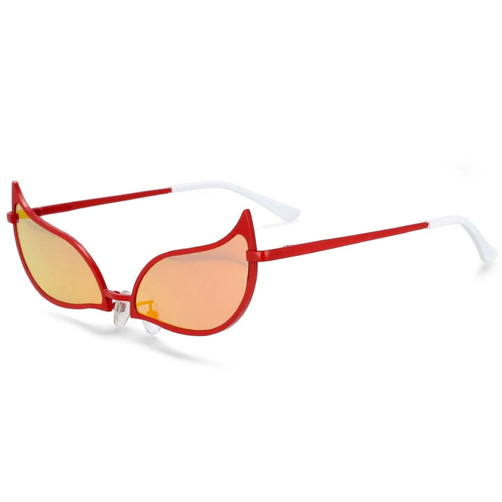 CCspace Unisex Full Rim Cat Eye Alloy Frame Sunglasses 54328 Sunglasses CCspace Sunglasses Red China white