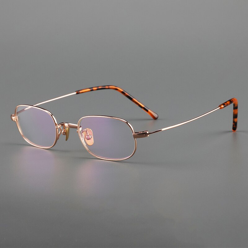 Muzz Unisex Full Rim Small Round Titanium Eyeglasses 103-503 Full Rim Muzz Square Rose Gold