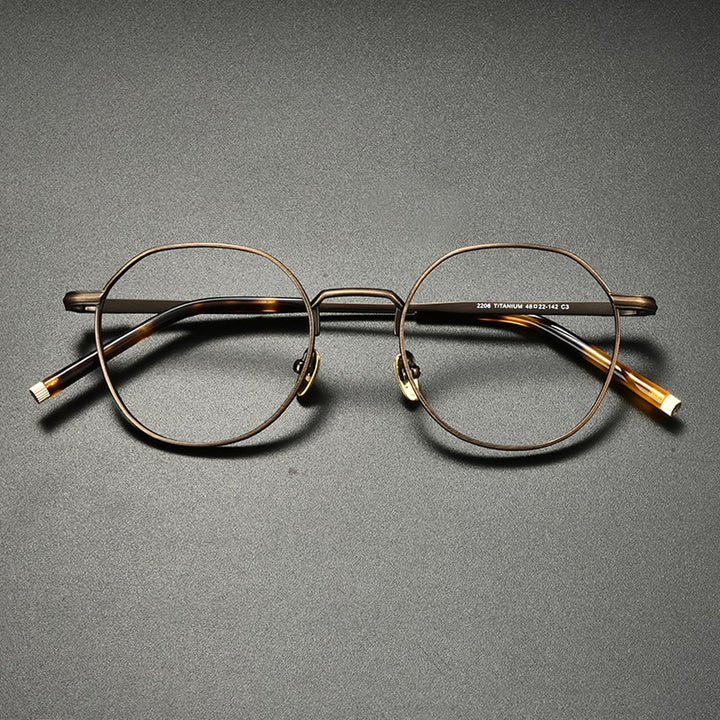 Gatenac Unisex Full Rim Irregular Round Titanium Eyeglasses Gxyj933 Full Rim Gatenac