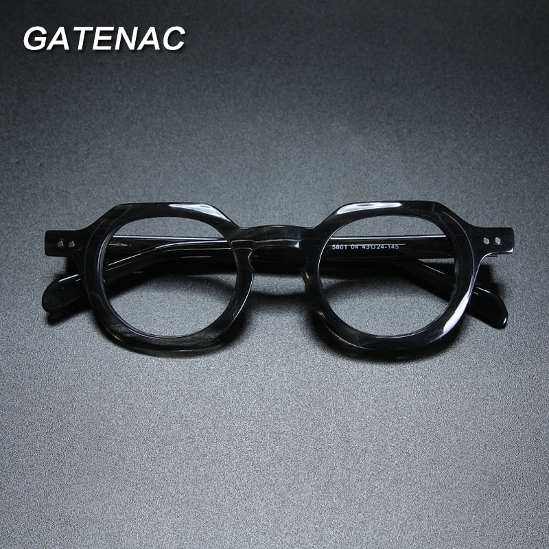 Gatenac Unisex Full Rim Round Square Acetate Eyeglasses Gxyj912 Full Rim Gatenac