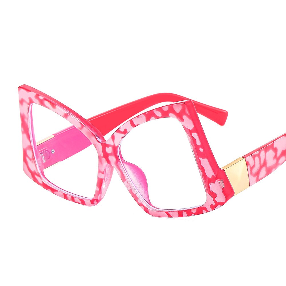 CCspace Women's Full Rim Oversized Square Cat Eye Acetate Eyeglasses 55385 Full Rim CCspace China C6RedLeopard