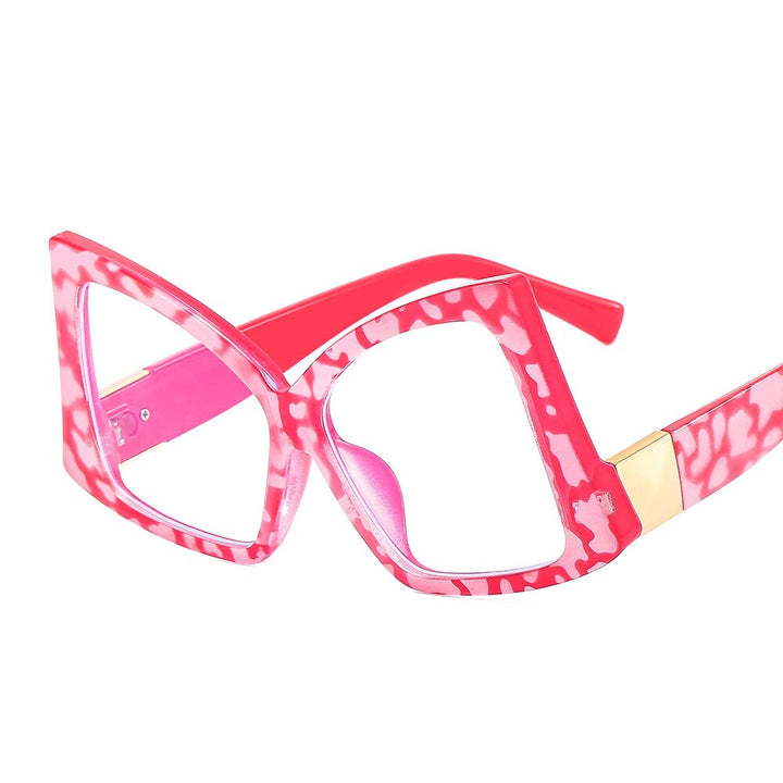 CCspace Women's Full Rim Oversized Square Cat Eye Acetate Eyeglasses 55385 Full Rim CCspace China C6RedLeopard
