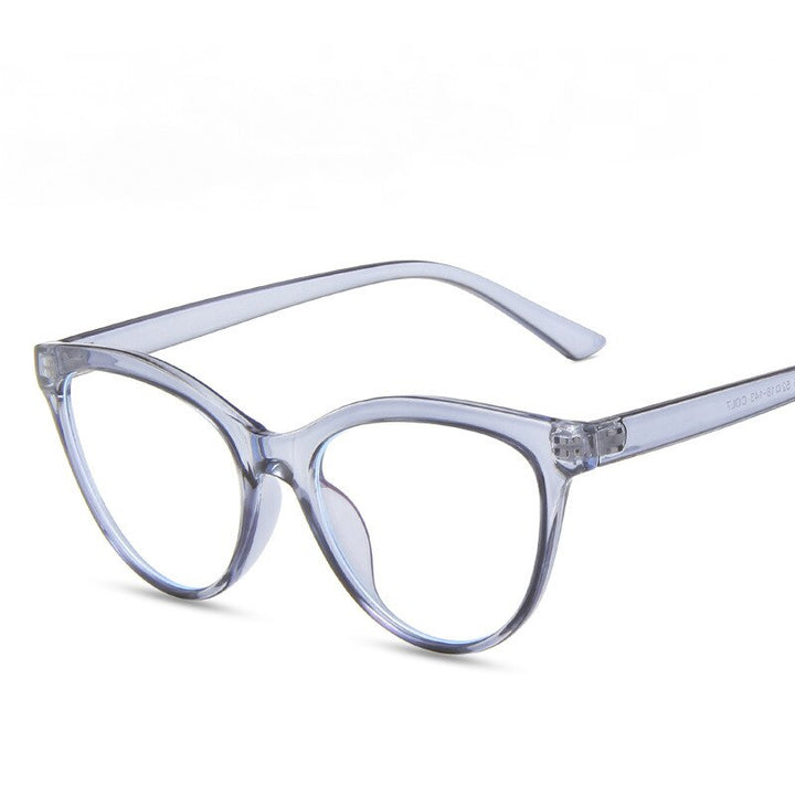 CCspace Unisex Full Rim Cat Eye Tr 90 Titanium Eyeglasses 55437 Full Rim CCspace China HazeBlue