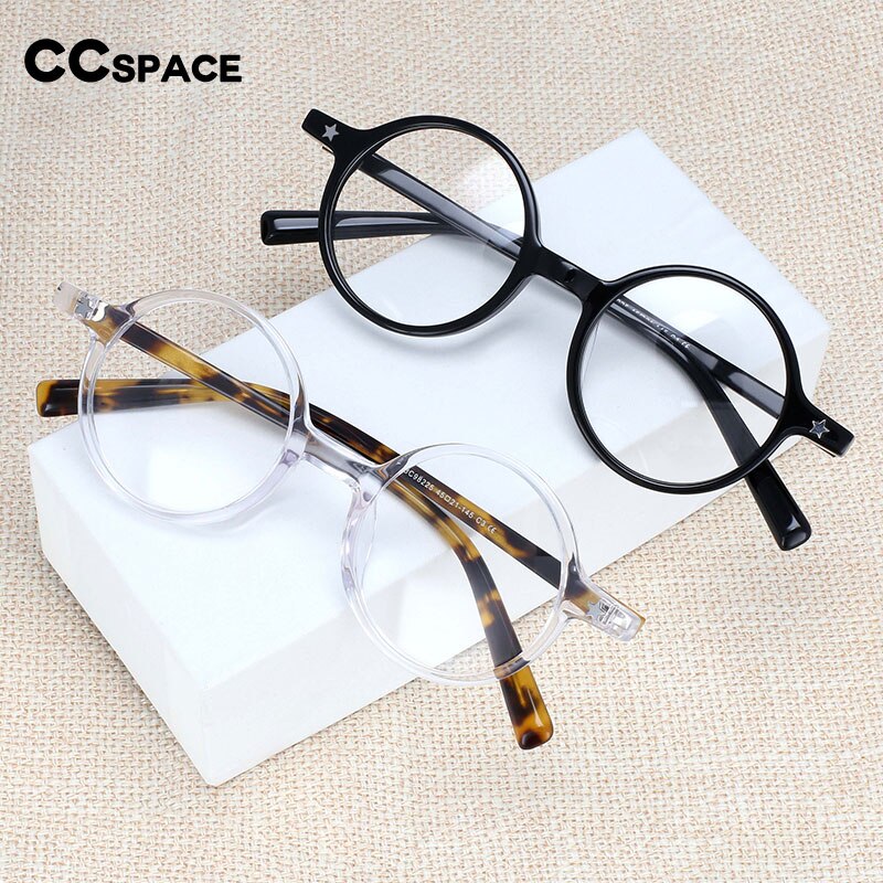 CCspace Unisex Full Rim Round Acetate Frame Eyeglasses 49424 Full Rim CCspace