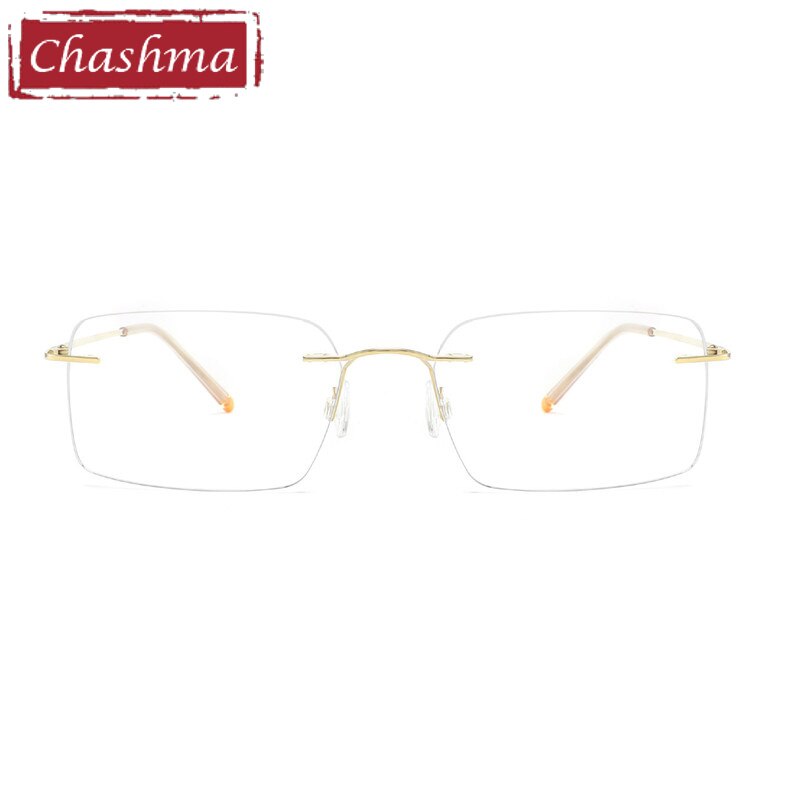 Chashma Ottica Unisex Rimless Customized Shape Lens Square Titanium Eyeglasses 8009 Rimless Chashma Ottica