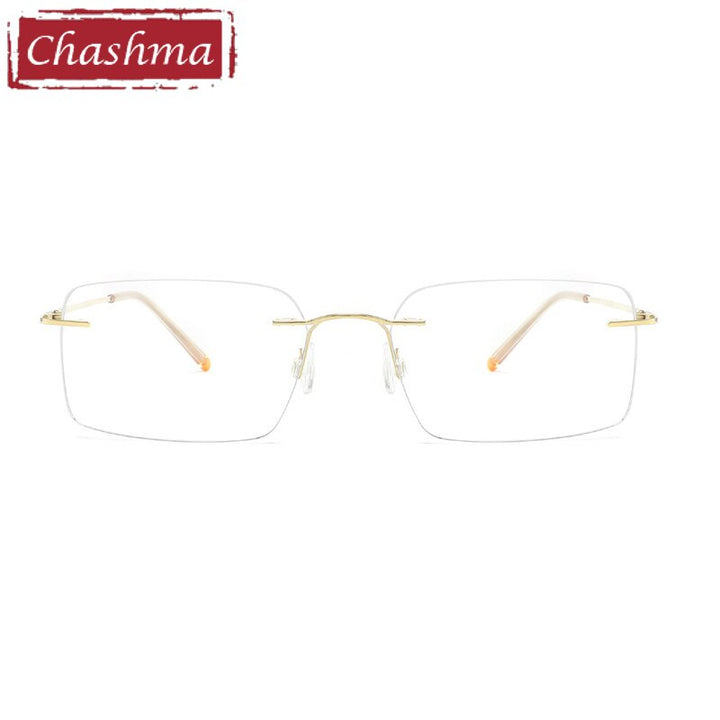 Chashma Ottica Unisex Rimless Customized Shape Lens Square Titanium Eyeglasses 8009 Rimless Chashma Ottica