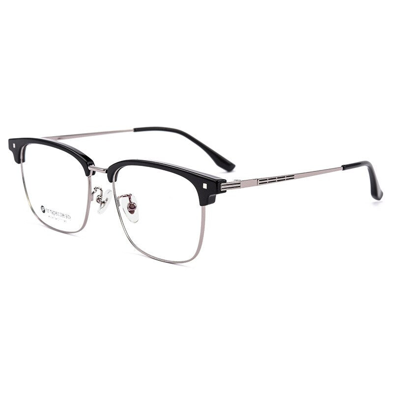 Yimaruili Men's Full Rim Square Acetate Alloy Eyeglasses M224 Full Rim Yimaruili Eyeglasses Black Gun