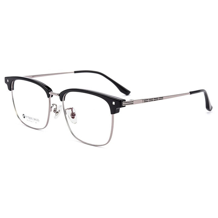 Yimaruili Men's Full Rim Square Acetate Alloy Eyeglasses M224 Full Rim Yimaruili Eyeglasses Black Gun