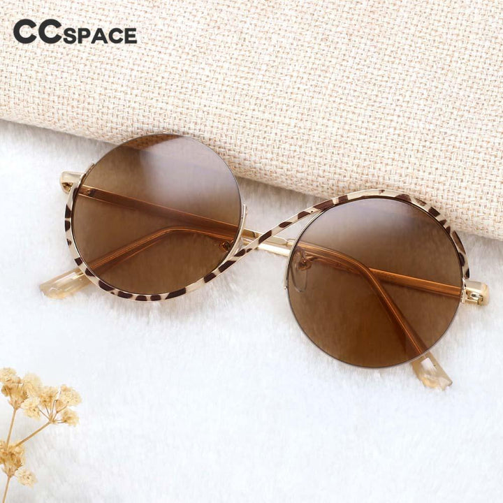 CCspace Unisex Semi Rim Round Alloy Frame Sunglasses 54042 Sunglasses CCspace Sunglasses
