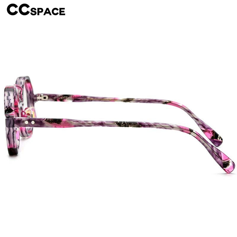 CCspace Women's Full Rim Small Polygon Round Double Bridge Acetate Eyeglasses 55059 Full Rim CCspace